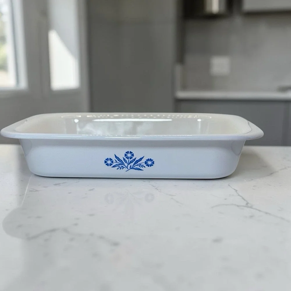 VTG 80s Corning Ware A-21 Blue Cornflower Roaster Baking Dish NOS USA Never Used